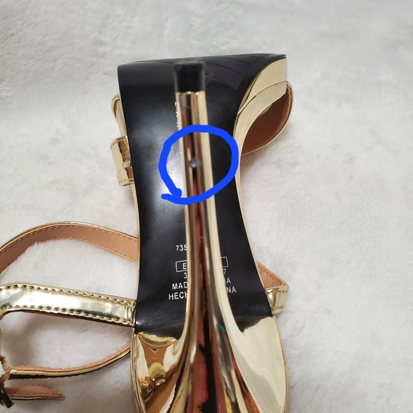 Zara Trafaluc ankle strap heel shoes 39 gold (Ss30) - Picture 8 of 9
